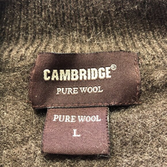CAMBRIDGE Brown Wool Zip Up Sweater Size Medium - Picture 4 of 8